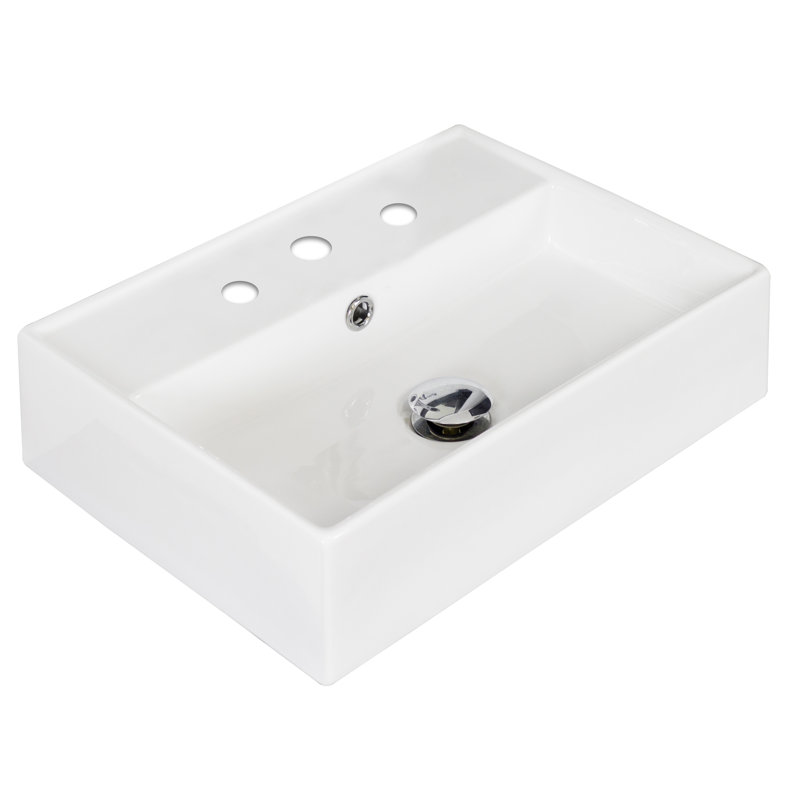 American Imaginations Ceramic Rectangular Vessel Bathroom Sink with